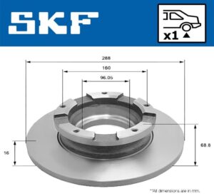 Диск тормозной задний с 2014 г.в Новый Транзит D=288мм FWD R15 SKF