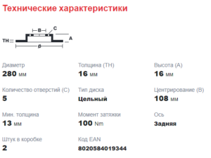 Диск тормозной задний 115 л.с