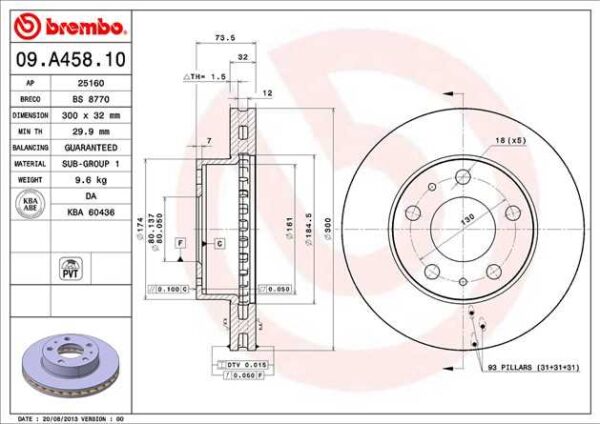 Диск тормозной передний  (вент) Peugeot Boxer3-Fiat Ducato3 (R16 D300mm) (толщина 32 мм)