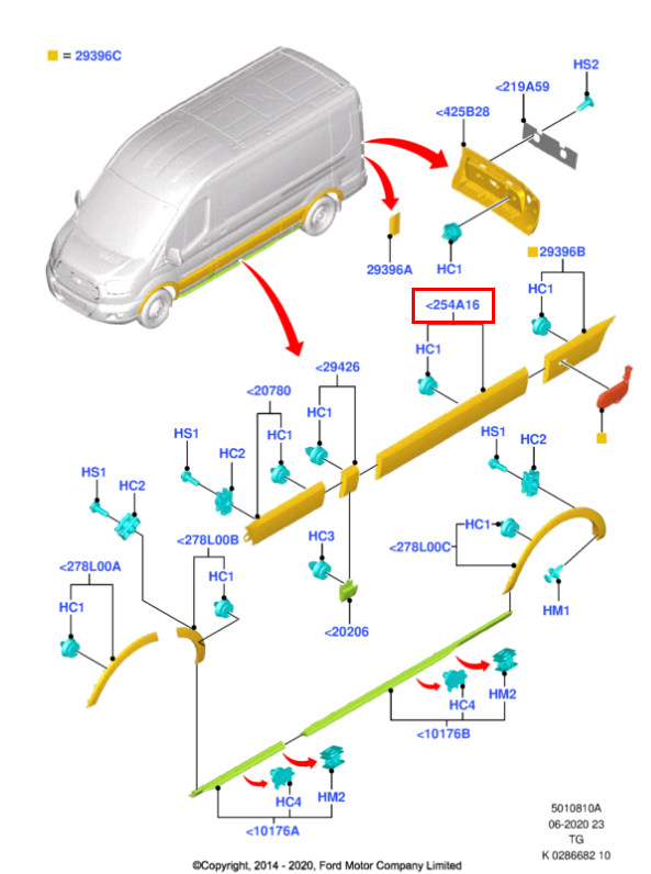 Молдинг двери, сдвижной RH Ford Tr'14- (Широкий Серый)