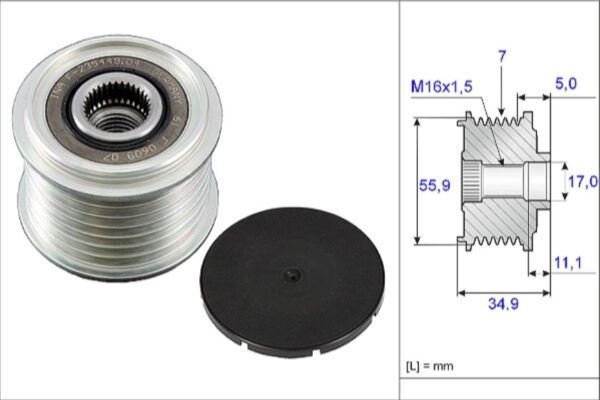 Шкив генератора VW Touareg, Audi Q7, Porsche Cayenne 3,2-3,6