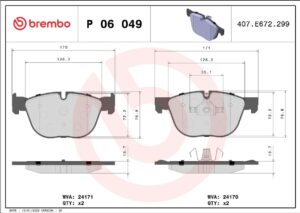 Тормозные колодки передние BMW X5 E70 07-/X6 E71 08-  BREMBO EUROPE