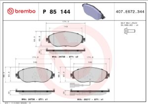 Тормозные колодки передние AUDI A3 (8V1, 8VK) 04 12-> AUDI A3 Convert BREMBO EUROPE