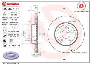 Тормозной диск задний MB A-W-C-S205/213 BREMBO EUROPE