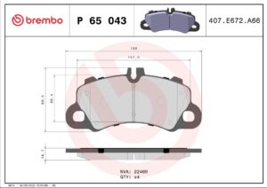 Тормозные колодки передние PORSCHE MACAN 95B BREMBO EUROPE