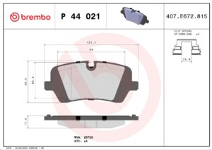 Тормозные колодки задние LR Discovery V/Ranger rover IV/Ranger rover sport II (L462/405/494) BREMBO