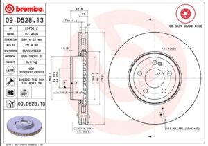 Тормозной диск передний MB A/C/S/W 205 2014-21 BREMBO EUROPE