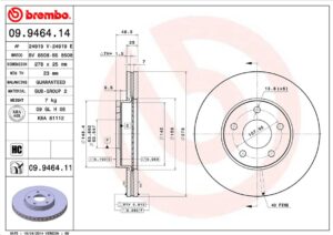 Тормозной диск передний Ford C-Max (DM2) 03-, Ford Focus II 04-, Volvo C30 (533) 06-  BREMBO EUROPE