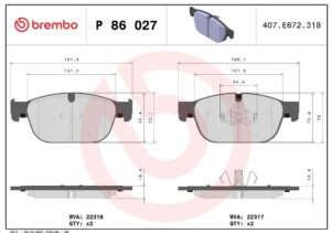 Тормозные колодки передние Volvo XC90 II, S90 II, V90 II 14> BREMBO EUROPE