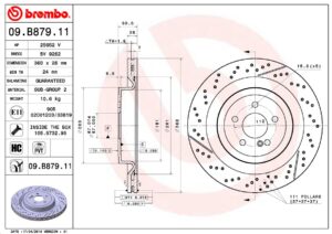 Тормозной диск задний MB C-CLASS (W205) 07/13->/MB C-CLASS Convertible (A205) BREMBO EUROPE