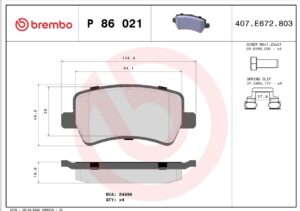 Тормозные колодки задние FORD GALAXY/S-MAX/VOLVO S80/V70/XC60/XC70 07-  BREMBO EUROPE