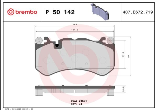 Тормозные колодки передние MB G-CLASS (W463) G 55 AMG (463.243 463.246) 1999- BREMBO EUROPE