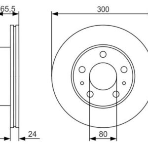Диск тормозной передний (вент) Peugeot Boxer3-Fiat Ducato3 (R15 D300mm) (толщина 24 мм) BOSCH