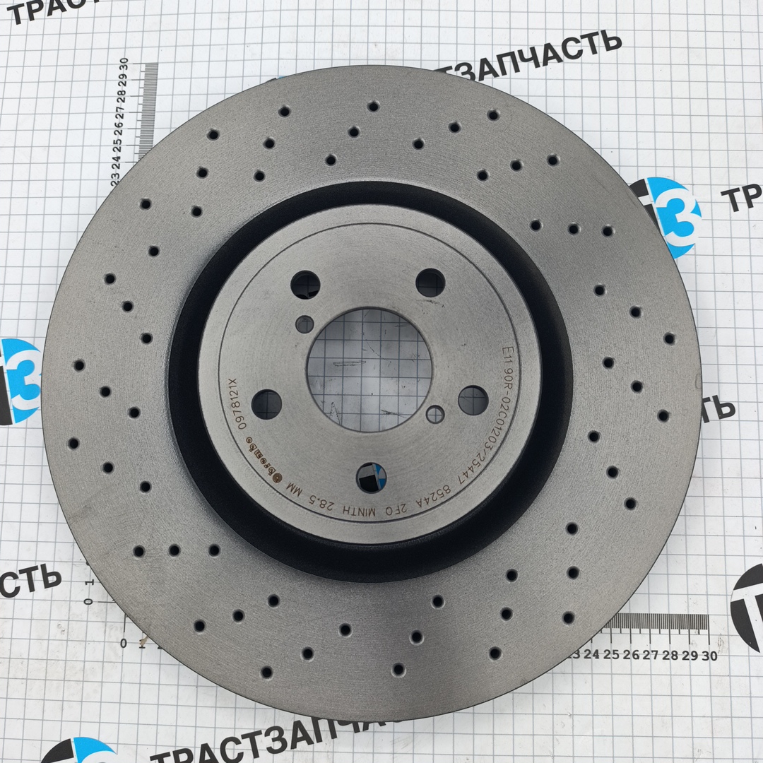 Диск тормозной передний Subaru Impreza, Legacy 2.0-2.5 (вентилируемый, перфорированный) BREMBO - Миниатюра товара 3
