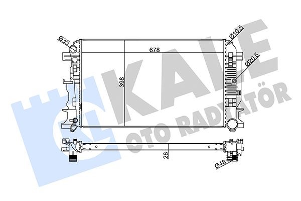 Радиатор охлаждения (ДВС) основной Volkswagen Crafter 2.0-2.5 (c 2006-2016г) KALE - Миниатюра товара 1