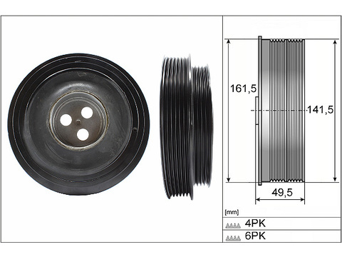 Шкив коленвала демпферный TR > 06 FWD 2,2 6C1Q6B319CC/BK2Q6B319BA/9806722380/1731716 INA - Миниатюра товара 1