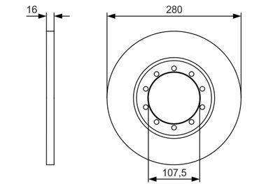 Диск тормозной задний 2,4 RWD 115 л.с TR > 06 6C162A315AB/1451765/2262937/1464031 BOSCH EUROPE - Миниатюра товара 2