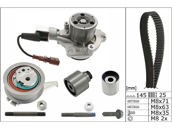 Комплект ГРМ+Помпа VW Passat/Golf VII AUDI A4 B8 B9 A5 A6 C7 Q3 2.0TDI SKODA Octavia/Superb INA EUR - Миниатюра товара 1