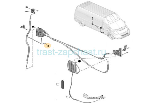 Замок двери сдвижной средний Ducato(250) PSA Boxer 3,Jumper 3 06->1393801080/9138X3/1617340580 PSA - Миниатюра товара 2