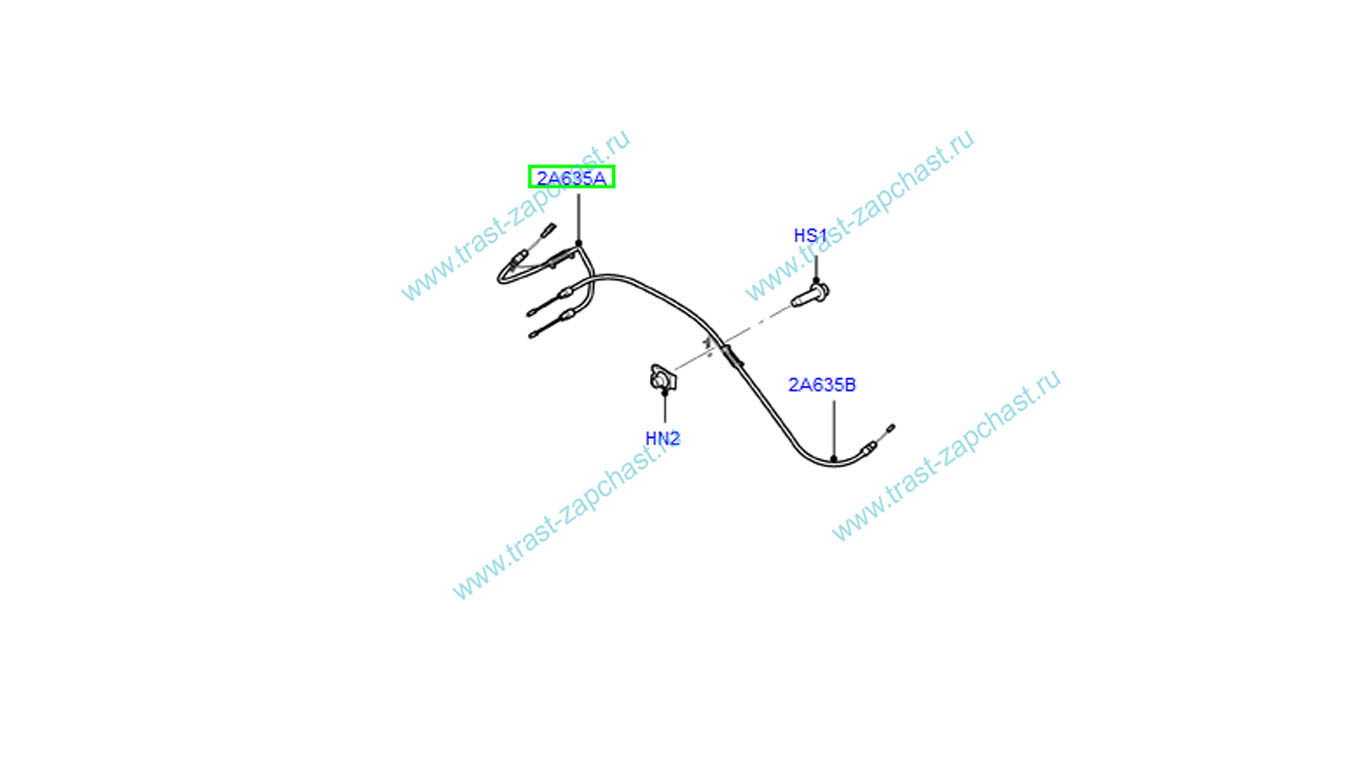 Трос ручника левый TR > 06 140-155 л.с.1370 mm ( Двухскат ) AC1V2A809AB/1698762 ATY Tyrkey - Миниатюра товара 1