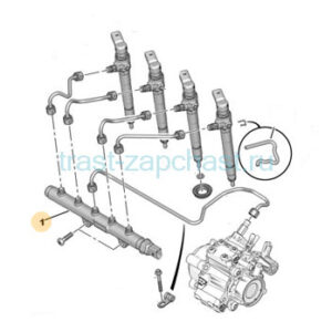 Топливная рампа 2.2 евро 5 BK2Q9D280AB/1717578/9675389980 PSA