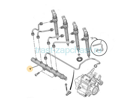 Топливная рампа 2.2 евро 5 BK2Q9D280AB/1717578/9675389980 PSA