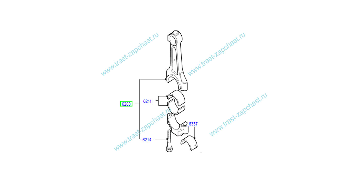 Шатун Ford 155 PSA 2.2 (под высокий поршень 75 мм) BB3Q6200AAA/1373536/1548564/0603E4/174423 Sampart - Миниатюра товара 1
