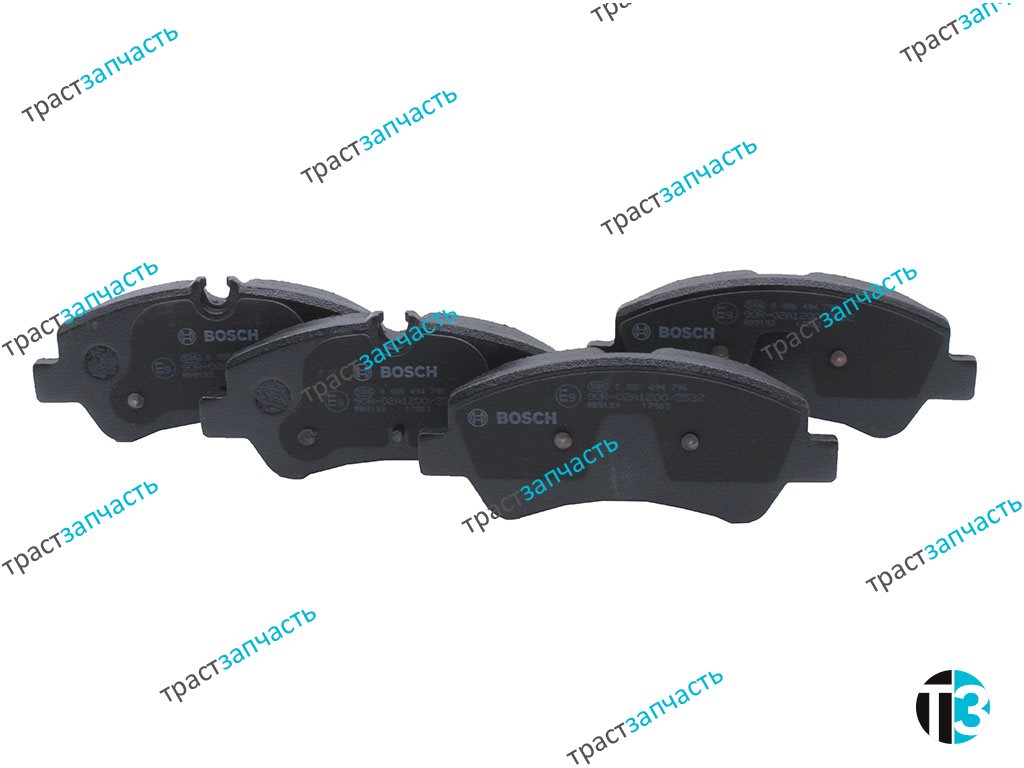 Тормозные колодки задние TR > 14 г (без датчиков износа) BOSCH EUROPE - Миниатюра товара 1