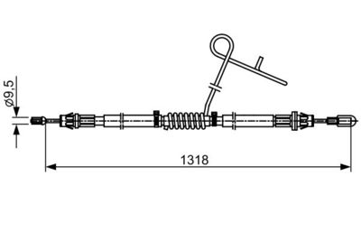 Трос ручника правый TR > 14 ( односткатные ) KK212A635AA/2380524/2556408/2067515 BOSCH EUROPE