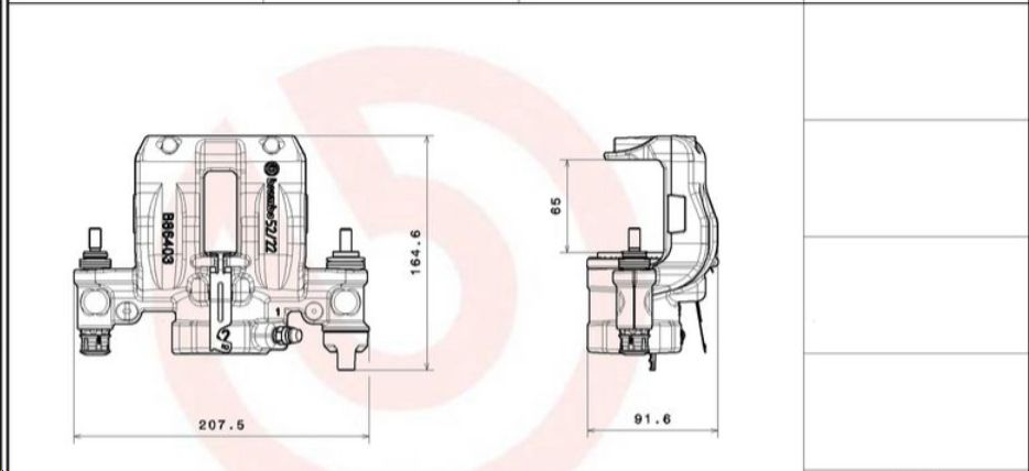 Суппорт тормозной задний Peugeot Boxer 250-290 кузов (R-16, правый, диск тормоз. D=300mm) TZ - Миниатюра товара 1