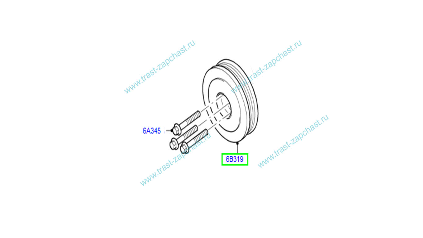 Шкив коленвала БЕЗ демпферный TR > 06 RWD 115-155 BC1Q6B319AA/1708966 ТЗ (ТрастЗапчасть) - Миниатюра товара 2