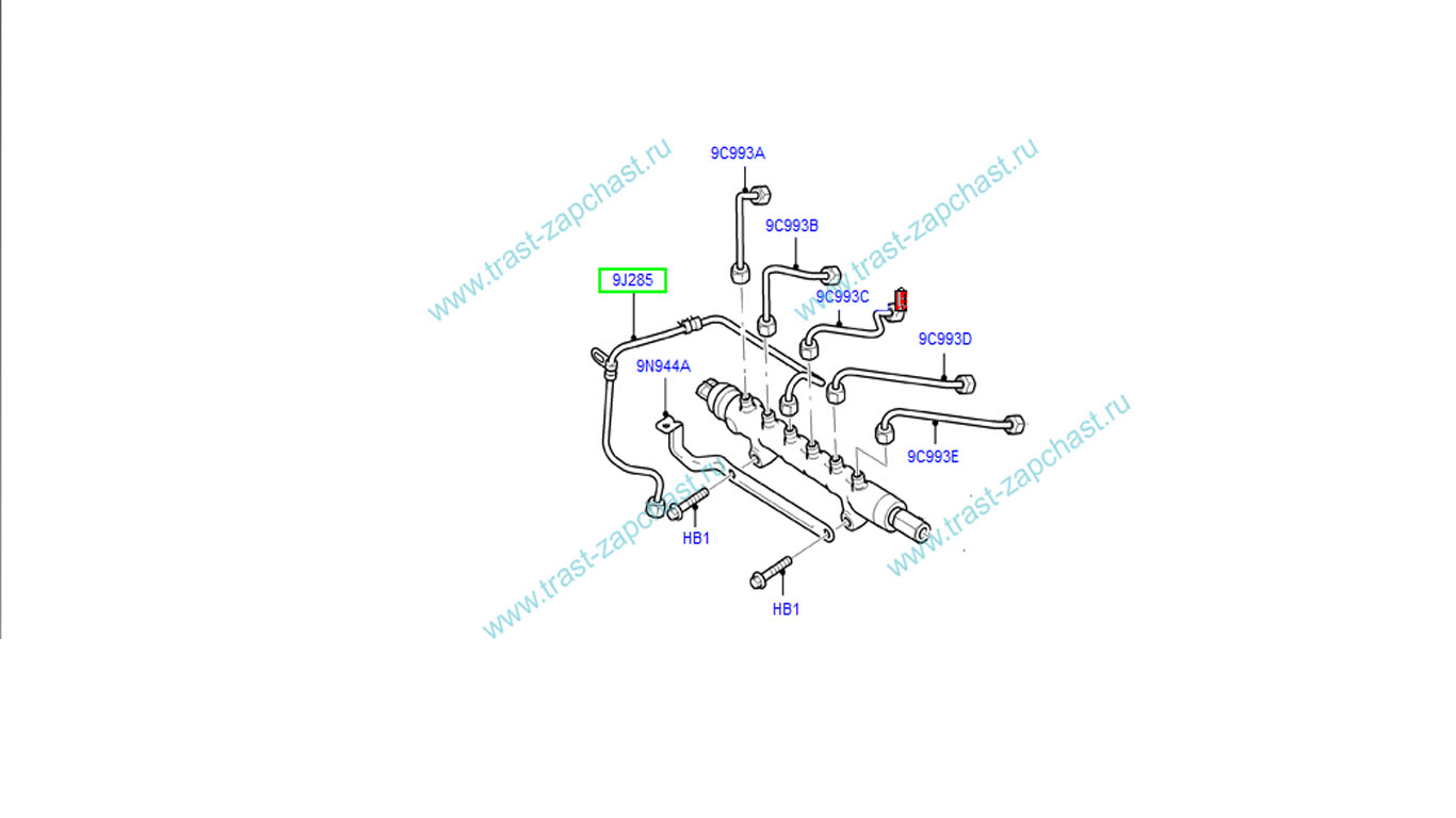 Трубка топливная центральная Ford TR > 06 2.4 6C1Q9J323BC/1406165 JMC - Миниатюра товара 2