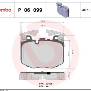 Тормозные колодки передние BMW 3 (G20) 11/18-> / BMW 5 (G30  F90) 09/16-> / BMW 5 Touring  BREMBO EU