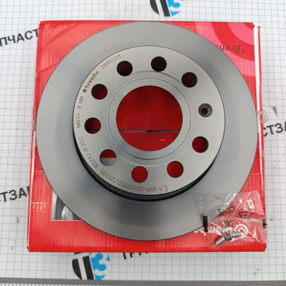 Тормозной диск задний Skoda Octavia II (1Z), III (5E, NL, NR) 04-, VW Golf V (1K), VI (5K) BREMBO - Миниатюра товара 2