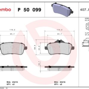 Тормозные колодки передние MERCEDES GL X166/ML W166 BREMBO EUROPE