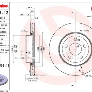 Тормозной диск задний MB A-W-C-S205/213 BREMBO EUROPE