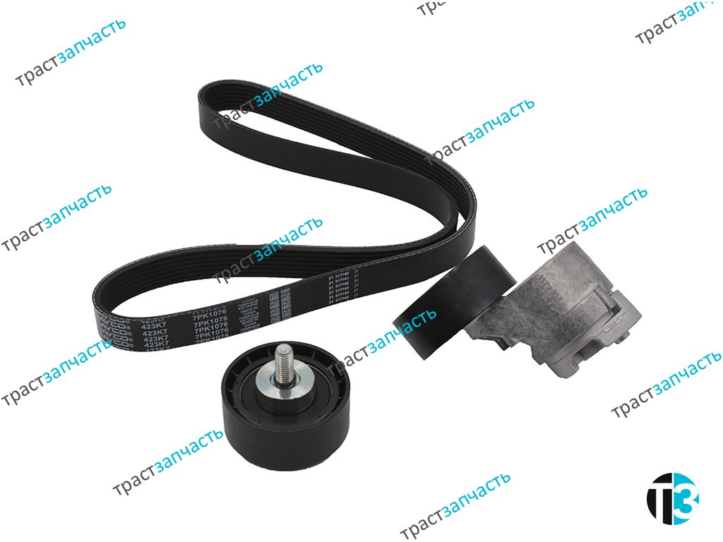 Комплект приводного ремня генератора FIAT 2.3 F1A (Ремень 7PK1076 + Ролики) c 06 — DAYCO EUROPE - Миниатюра товара 1