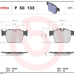 Тормозные колодки задние MB W205 A205 S205 X253 C253 BREMBO EUROPE
