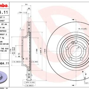 Тормозной диск задний MB GLE C167/W167, GLS X167 BREMBO EUROPE