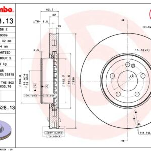 Тормозной диск передний MB A/C/S/W 205 2014-21 BREMBO EUROPE