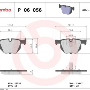 Тормозные колодки задние BMW E70/E71/E72/F15/F85/F86 BREMBO EUROPE