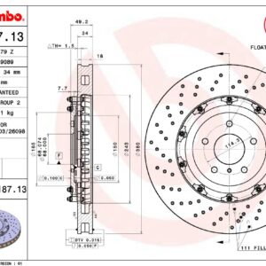 Тормозной диск передний NISSAN GT-R (R35) (02/09>)  BREMBO EUROPE