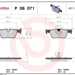Тормозные колодки задние BMW 1 F20 10-/3 F30 11-  BREMBO EUROPE
