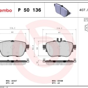 Тормозные колодки задние MERCEDES-BENZ (BBDC) E-CLASS (W213) 01/16-> / MERCEDES-BENZ CLS (C2 BREMBO