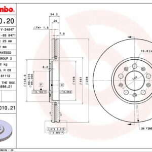 Тормозной диск передний/задний Audi A1 Skoda Fabia I VW Bora I BREMBO