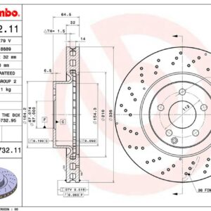 Тормозной диск передний MB V221 W221 BREMBO EUROPE