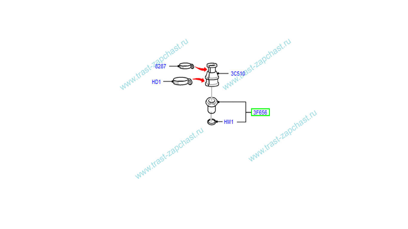 Штуцер шланга ГУРа (короткий) F33C3F656BA/6742740 FORD OTOCAH - Миниатюра товара 1