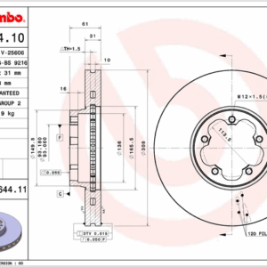 Диск тормозной передний с 2014 г.в (с двухскатными задними колесами) BREMBO