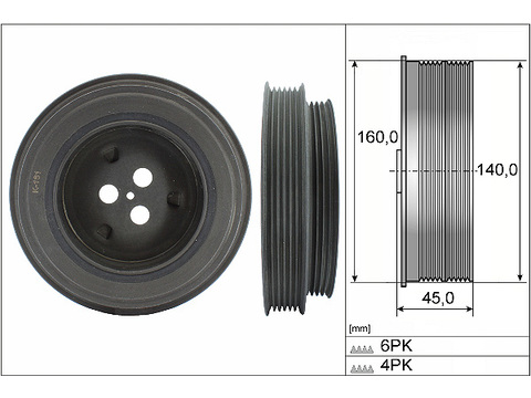 Шкив коленвала БЕЗ демпферный TR > 06 FWD PSA 2,2 PK296B319AA/BU3Q6B319AA/1723700/9677608180 ТЗ - Миниатюра товара 1