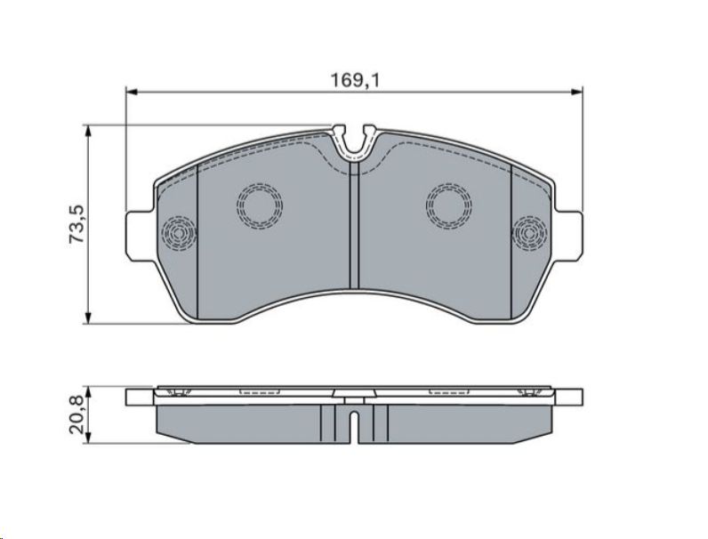 Тормозные колодки передние MB Sprinter >06, VW Crafter >06 BOSCH EUROPE - Миниатюра товара 2